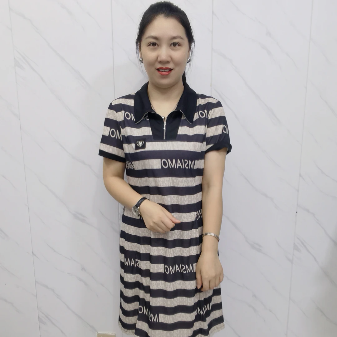 新款时尚洋气百搭休闲翻领连衣裙2512