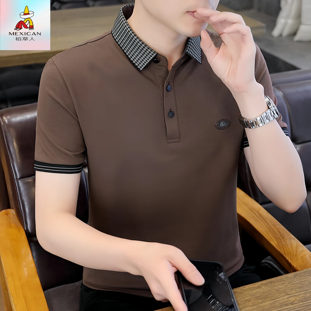 Mexican/稻草人夏季新款短袖polo衫男士时尚休闲翻领t恤百搭半袖