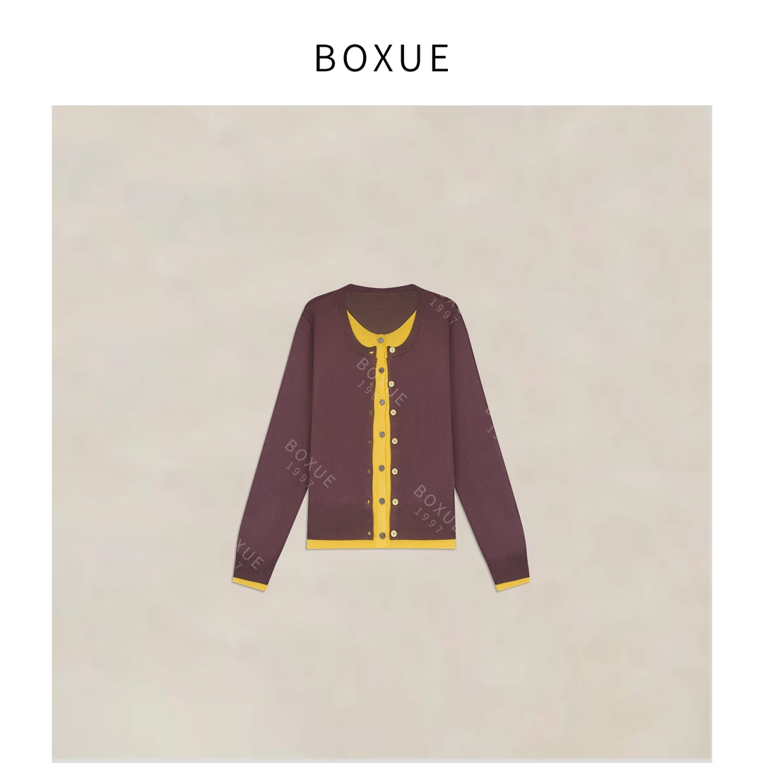 BOXUE“星夜”2025秋季新款高级感轻奢假两件 外套#250811W3668