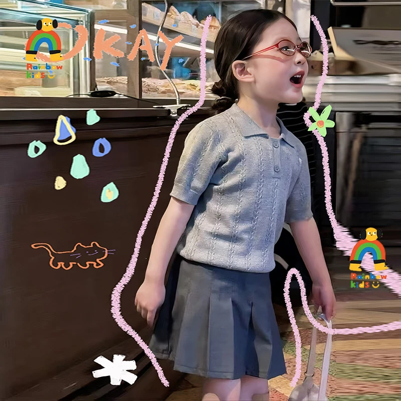 【Rainbow】2025夏款韩系纯色休闲上衣百搭套装-88032