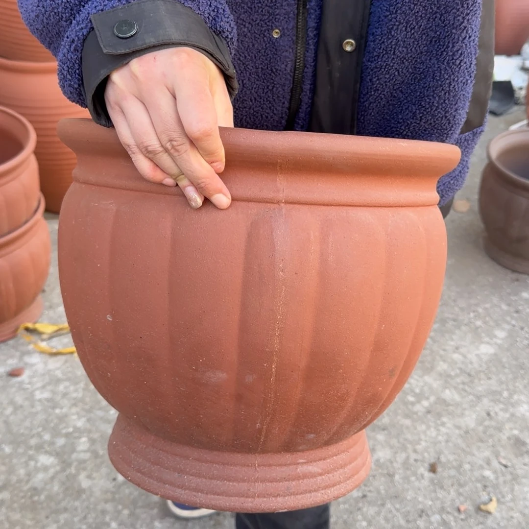 紫砂花盆口35高30宜兴紫砂微瑕