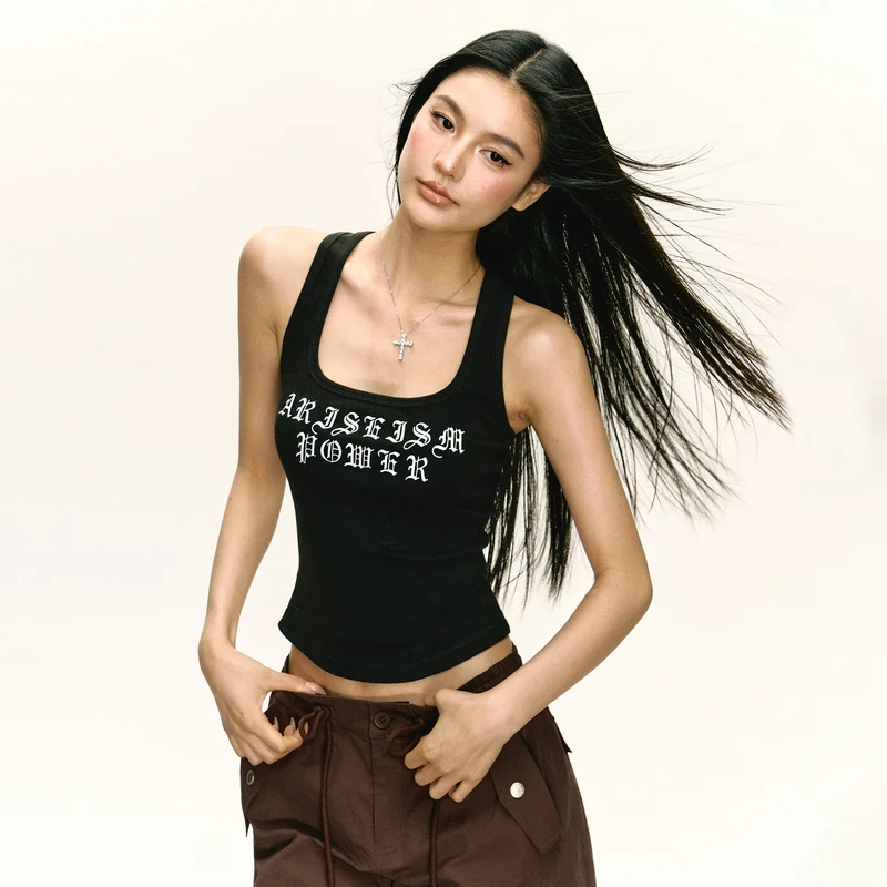 Ariseism  美式复古修身吊带背心女2025夏季新款内搭打底上衣