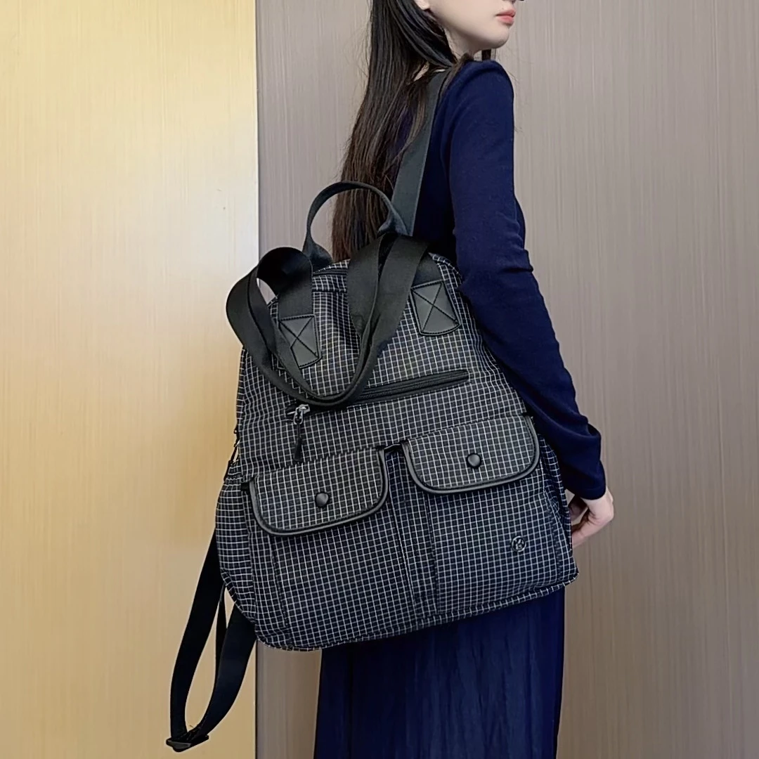 秋冬新款大容量单双肩托特爆款百搭棋盘格旅行时尚休闲潮流韩版女