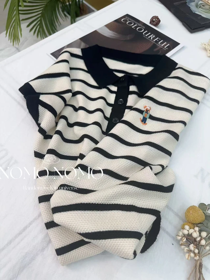 【小熊~条纹】短袖简约2025时尚百搭A856短袖女款爆款2025女装