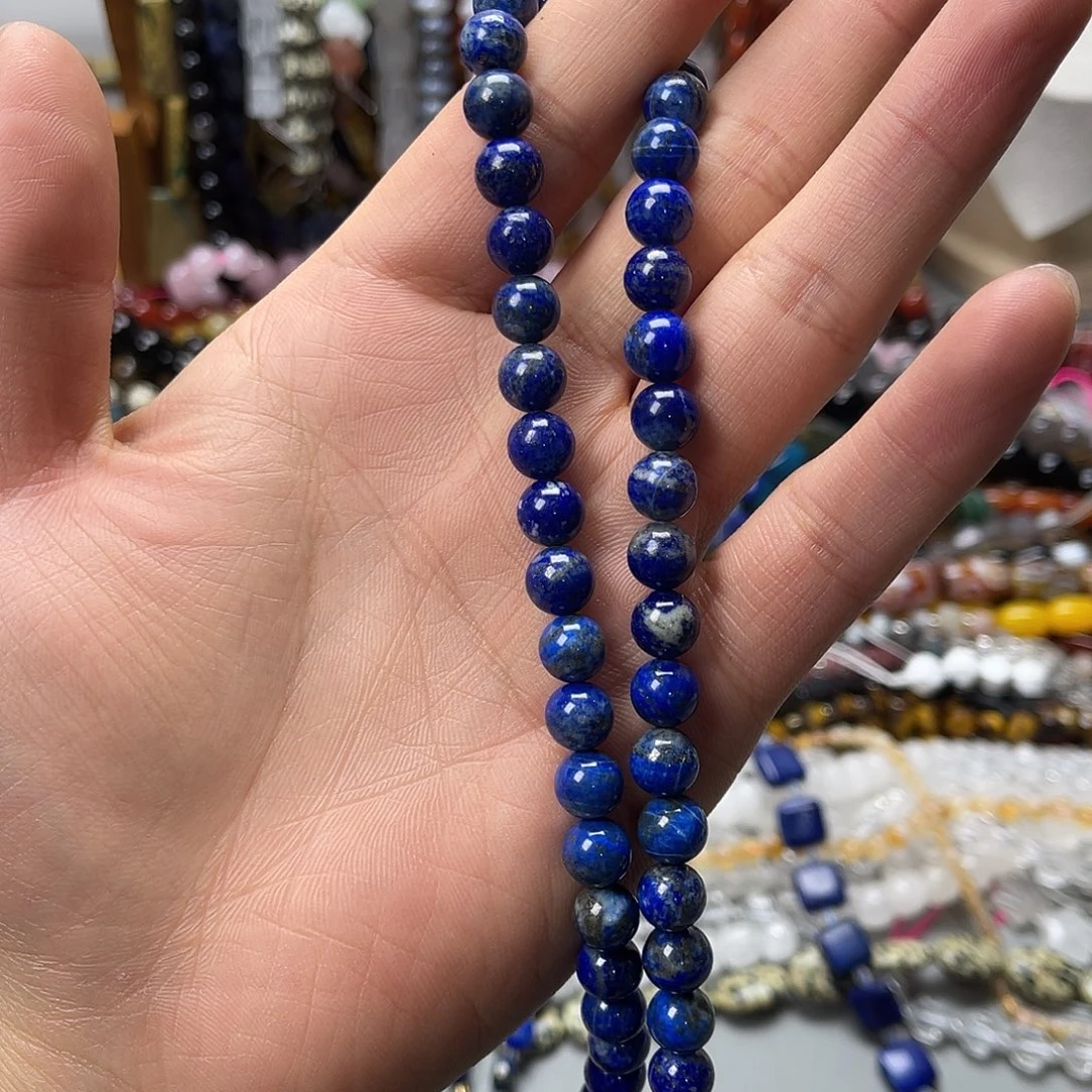 玛瑙/玉髓未镶嵌珠宝半成品卡8青金石圆珠一条