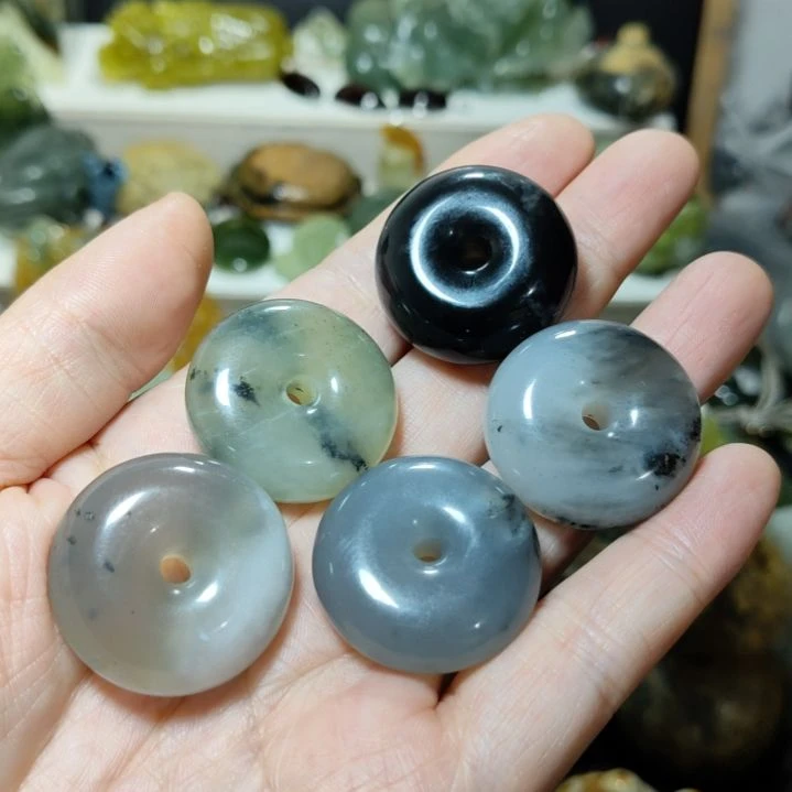 岫玉微纹平安扣福利款未镶嵌哈***1