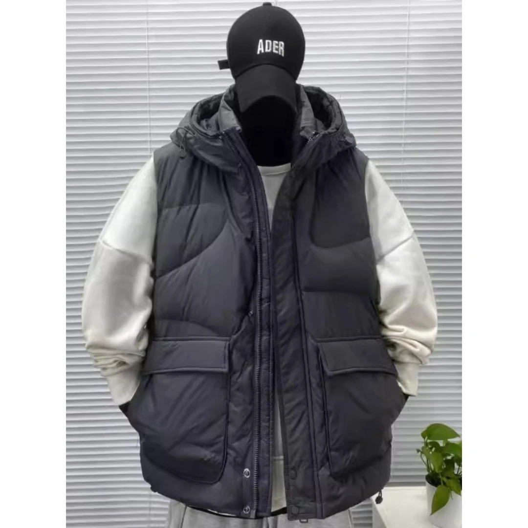 大码女装300斤加厚连帽羽绒棉服女秋冬季新款工装无袖外套马甲ins