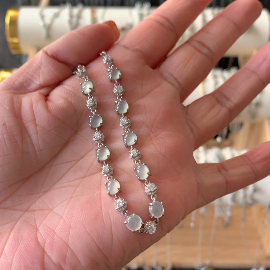 翡翠银S925镶嵌耳饰