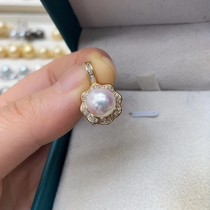 海水珍珠银S925镶嵌吊坠(不含链)