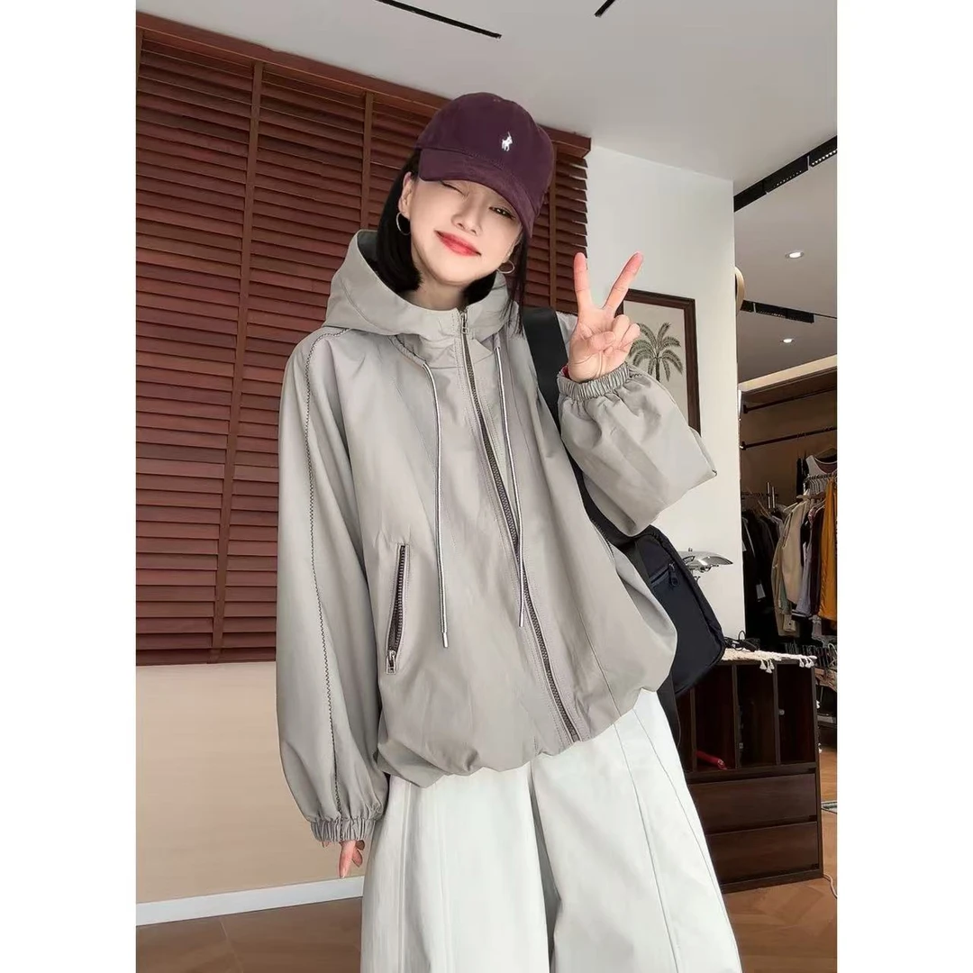 秋季花苞下摆宽松休闲连帽外套5-9-12