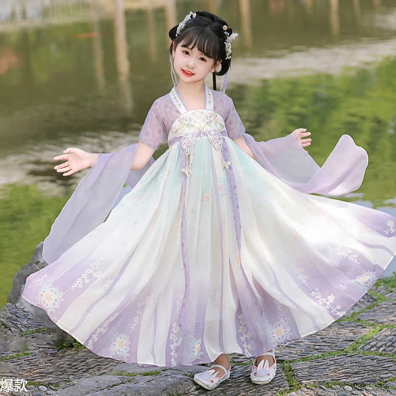 汉服女童夏款2025新款古风连衣裙女孩唐装儿童超仙气古装裙子夏季