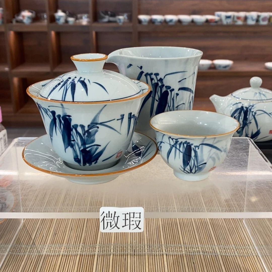 釉下彩老陶泥手工绘制