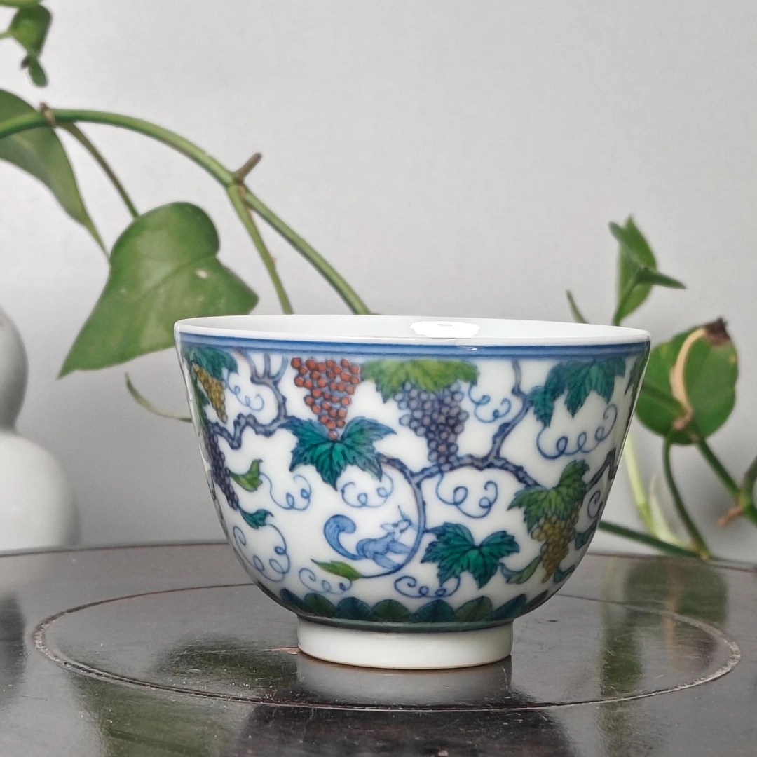 微瑕  仿雍正葡萄主人杯品茗杯高档茶具