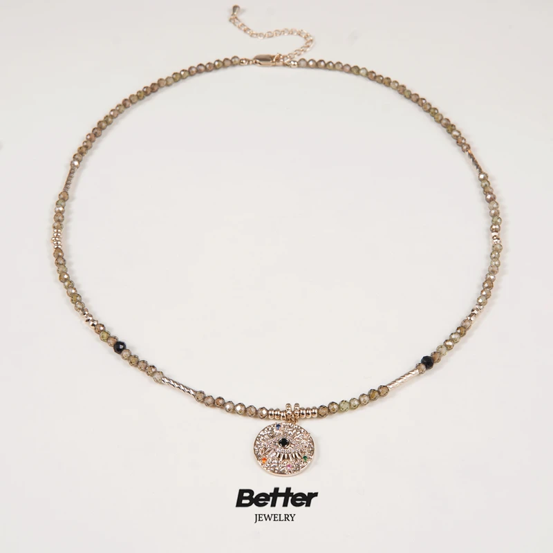 铜合金项链 TB220 RENE ROCHAS凡尘山脉绿色之眼项链