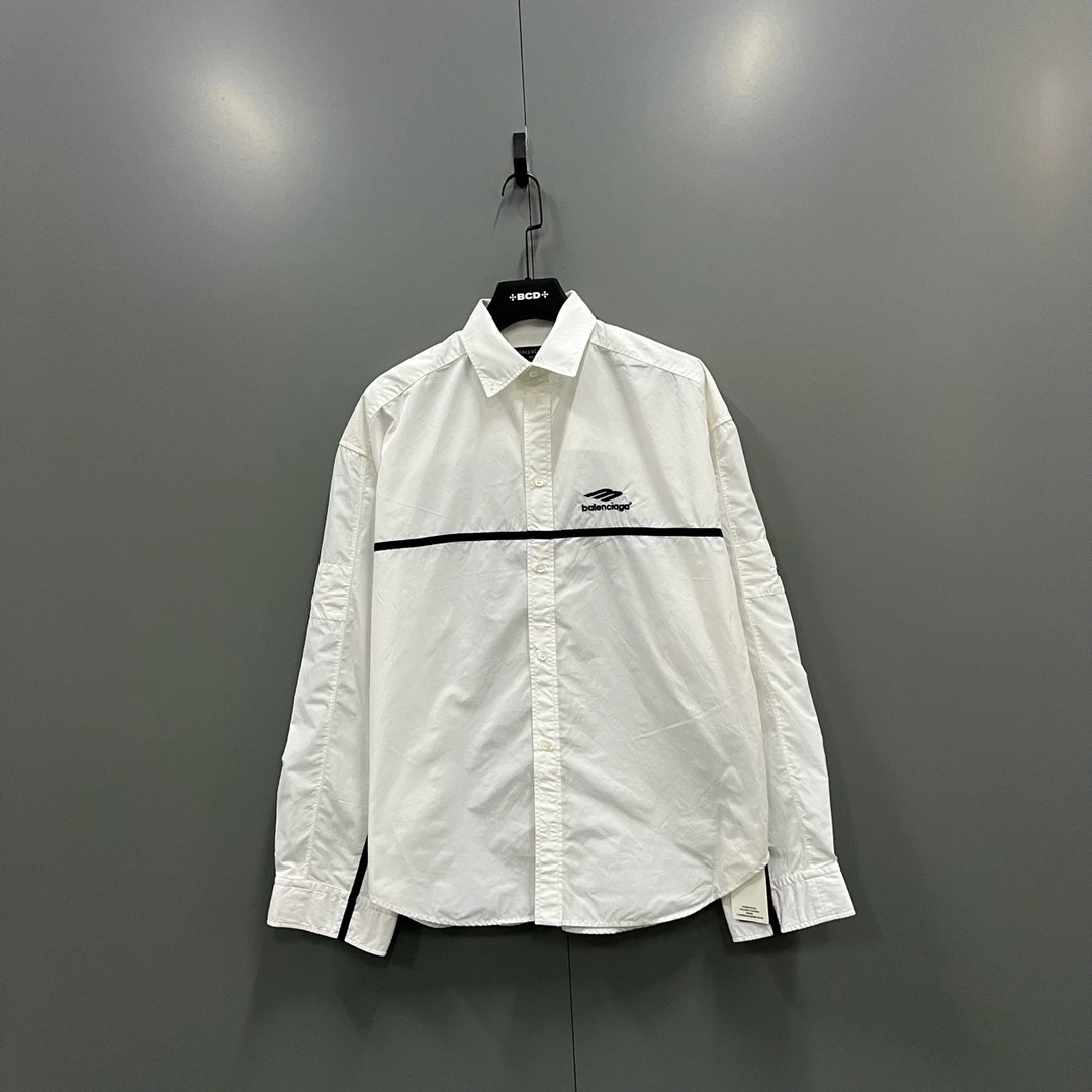 95新 Balenciaga/巴黎世家 刺绣logo长袖衬衫 1码/12999/
