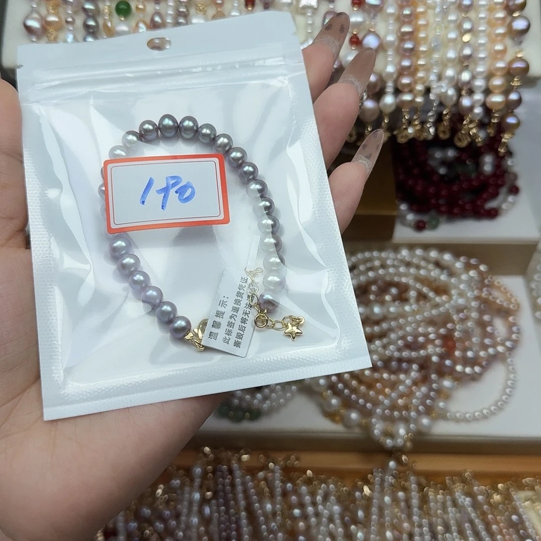菠***油钛钢手绳淡水珍珠