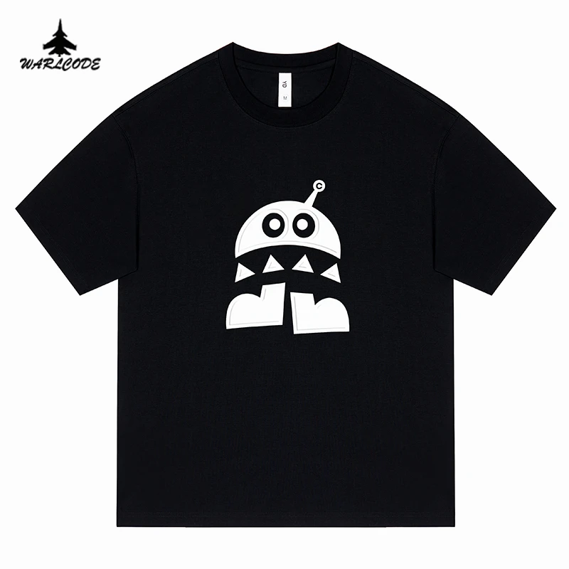 潮牌男女款短袖T恤夏季新款索罗娜冰感宽松落肩袖圆领卡通印花t恤