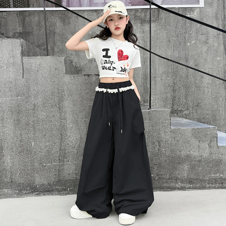 女大童夏季嘻哈套装2025新款洋气街舞服女孩夏装短袖休闲裤两件套