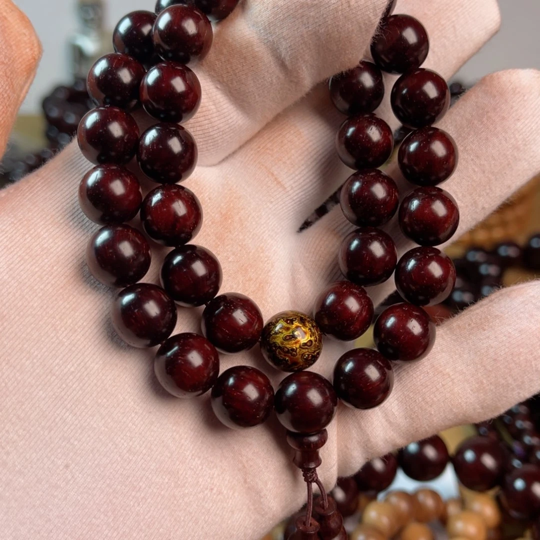 小叶紫檀手串/手链1.2高油润鳞底金星双圈手持