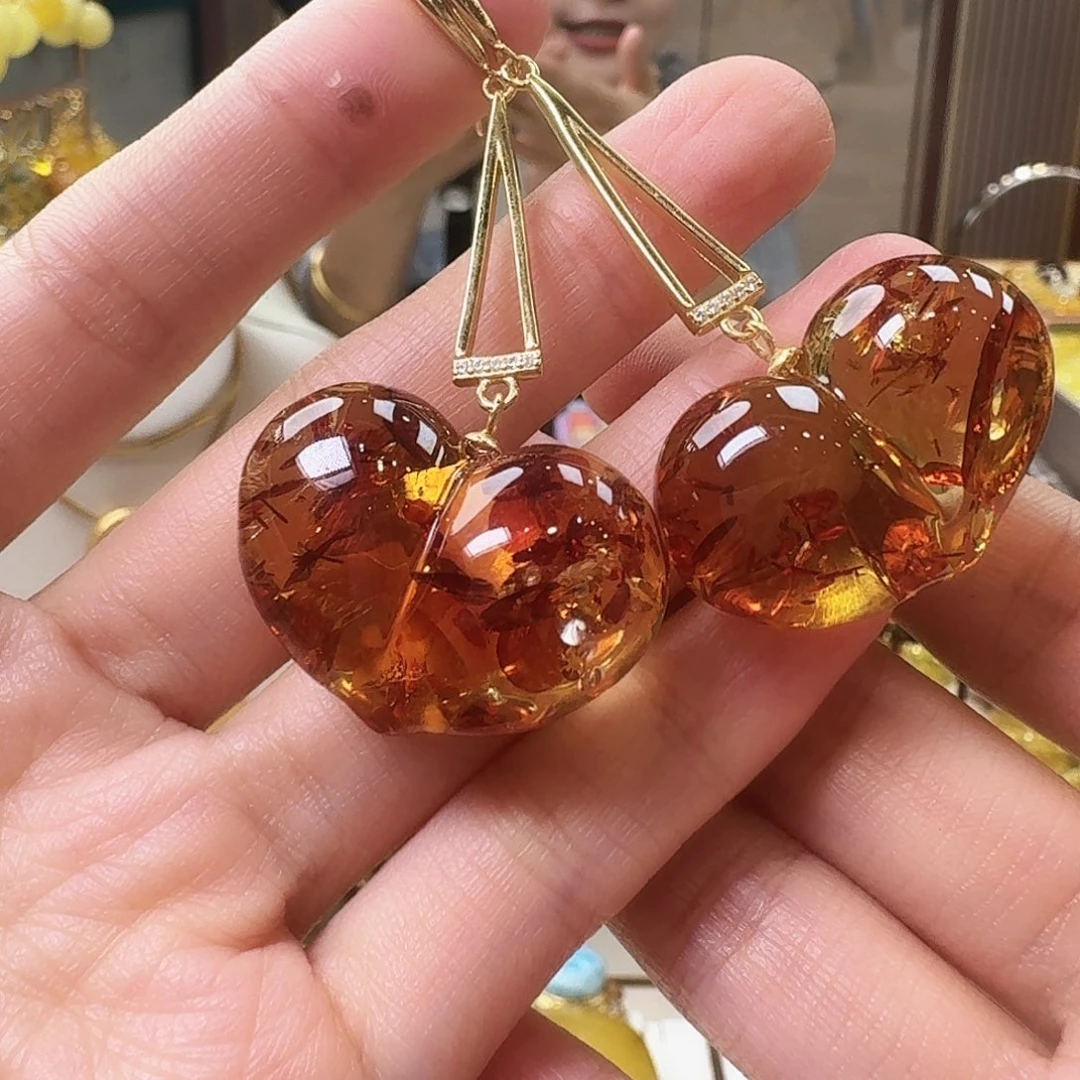 琥珀未镶嵌颈饰耳坠