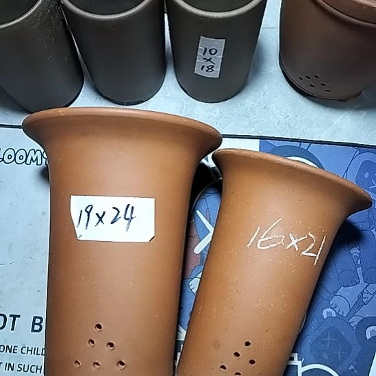 紫砂红泥兰花盆两个