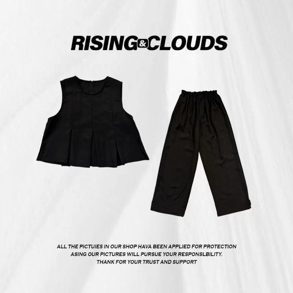 RISING&CLOUDS【莎莎】2025深圳舒适时尚无袖阔腿套装070219