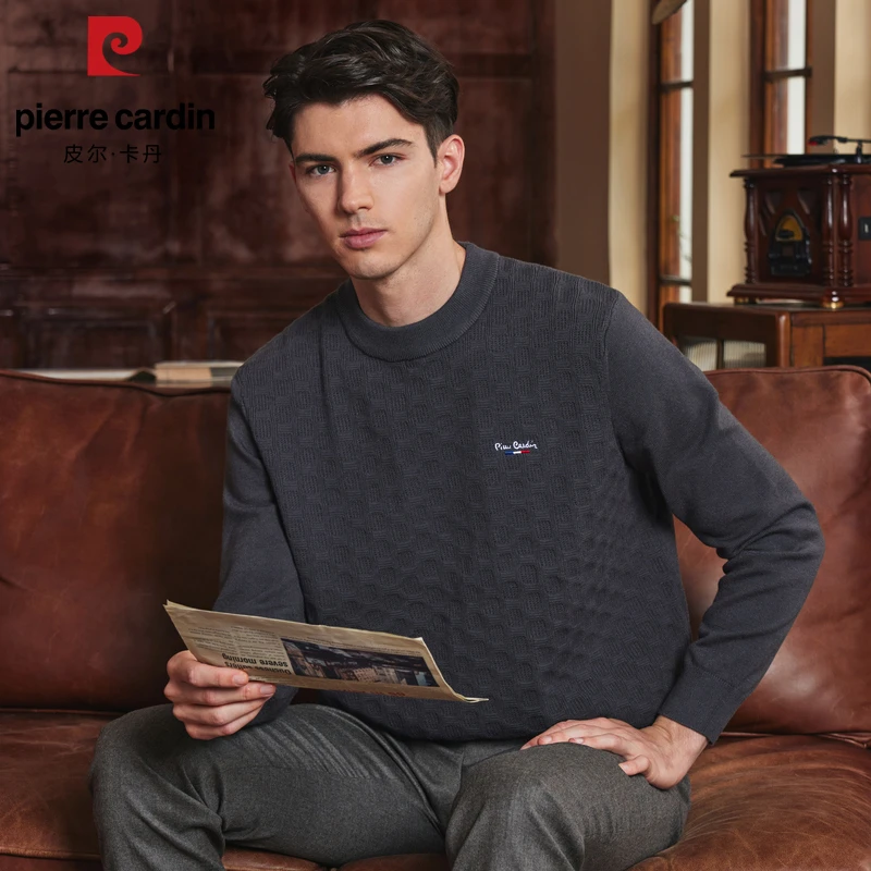 皮尔卡丹秋冬季针织衫男士长袖运动时尚户外休闲保暖圆领柔软舒适