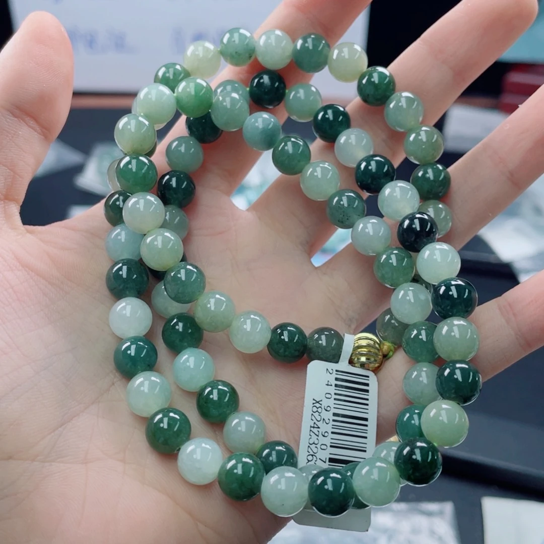 未镶嵌定制翡翠珠串8.2