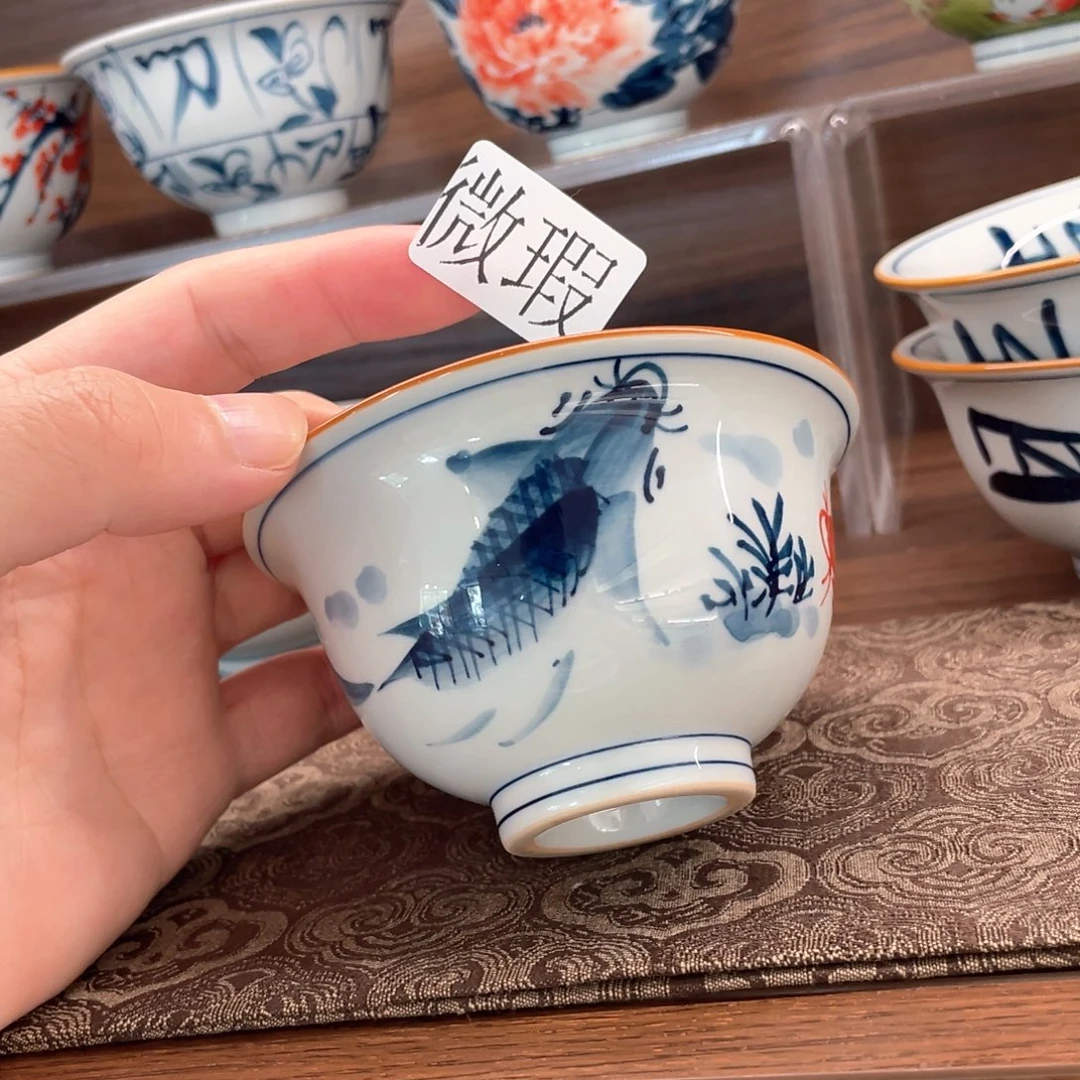 釉下手绘茶具微瑕