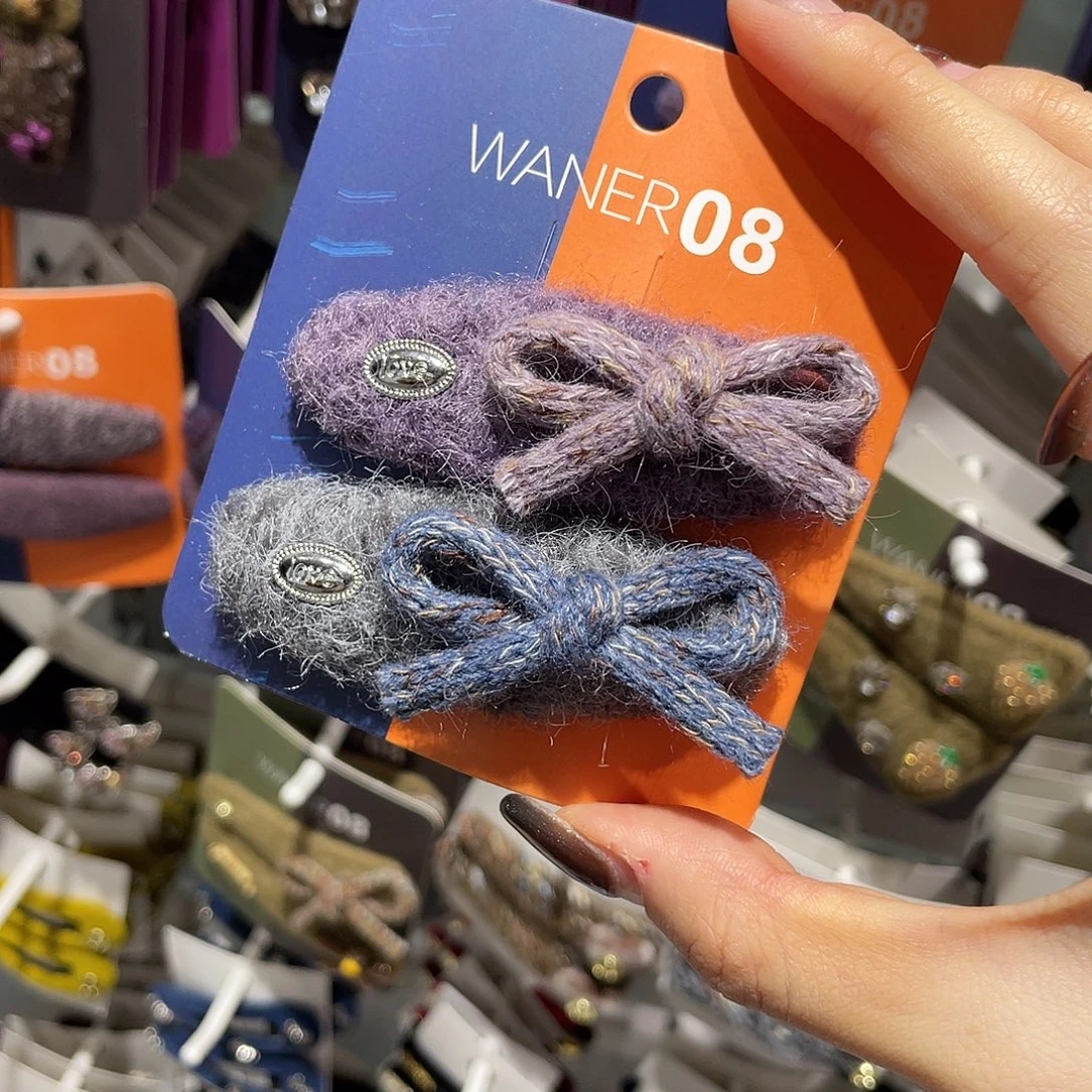 布艺非金属紫色灰色椭圆蝴蝶结