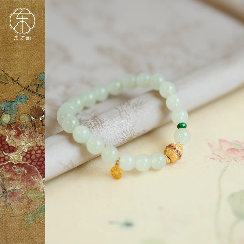 东方俪DOFUNLY【水云光】和田玉设计款手串18K金QSSC心许