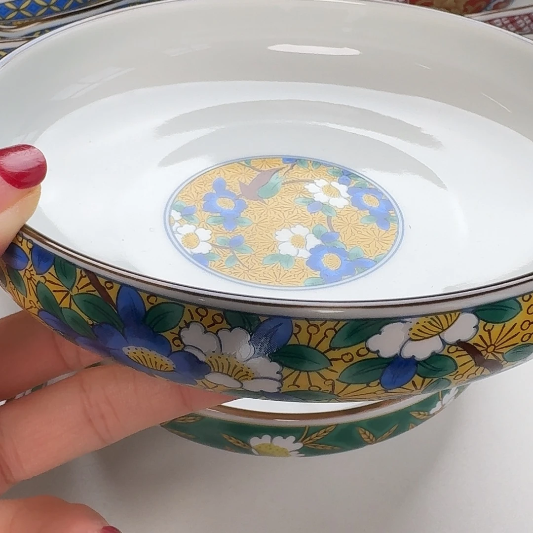 瓷片黄花鸟16厘米圆钵