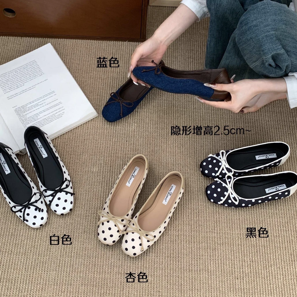 法式3cm蝴蝶结奶奶鞋极简风单鞋春夏小香风