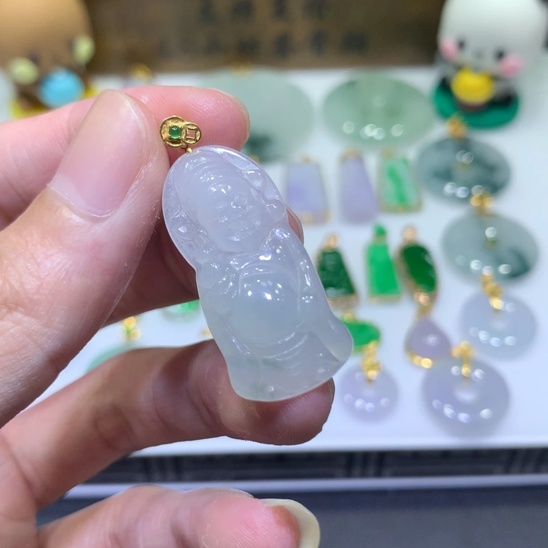 翡翠18K金镶嵌吊坠(不含链)