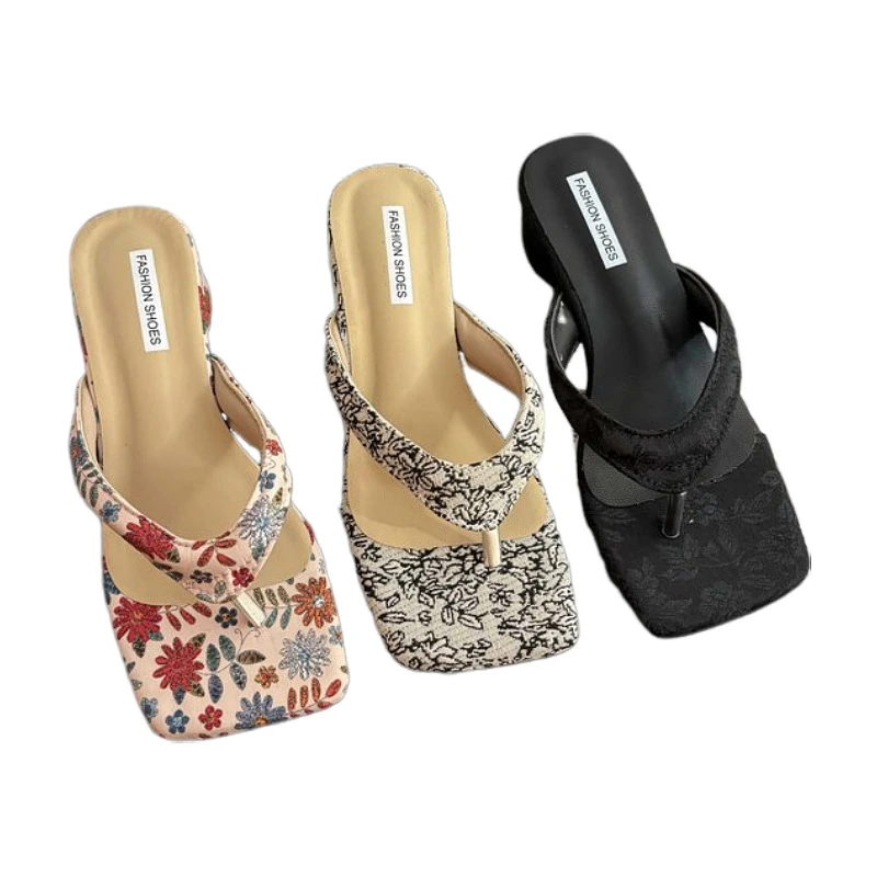 人字拖女2025夏季新款凉拖鞋外穿时尚女士夹脚拖鞋法式小碎花凉鞋