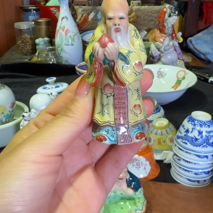 杯红*景德镇粉彩寿星