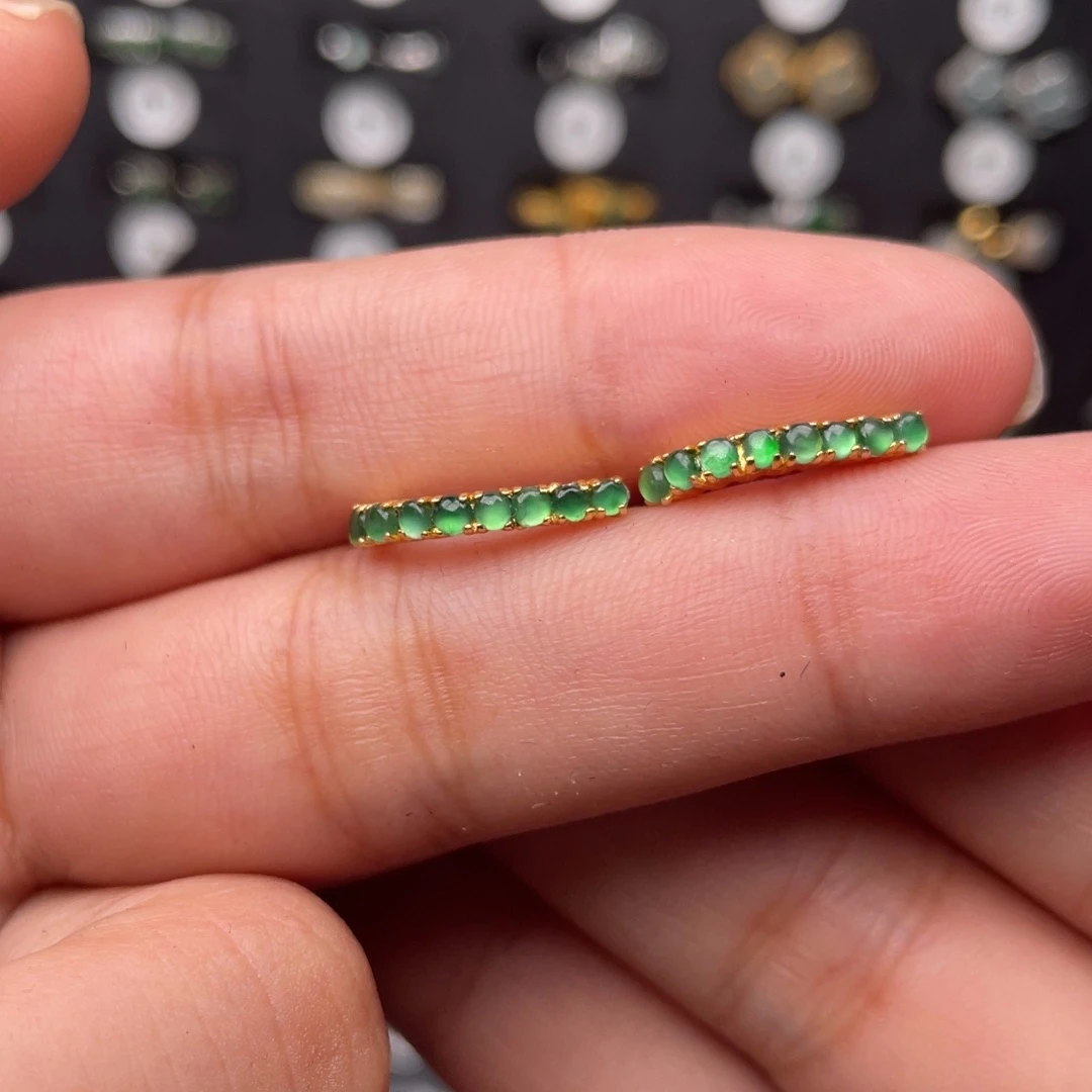 f***g翡翠银S925镶嵌耳饰1