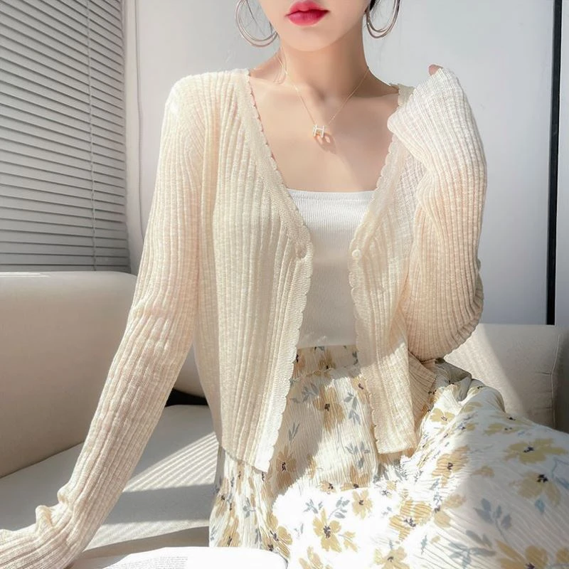 优选冰丝针织开衫薄款女夏季配吊带裙披肩法式外搭罩衫小坎肩外套