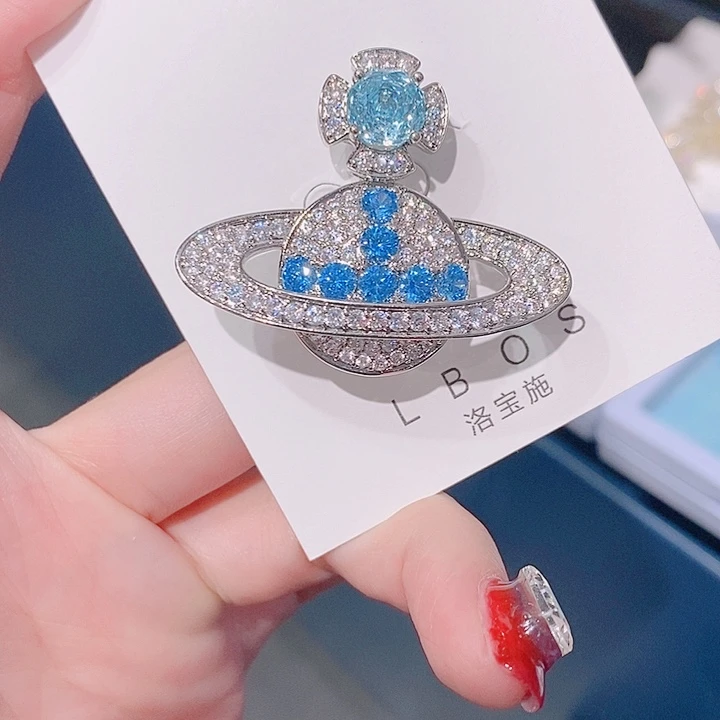 锆石铜合金星球胸针
