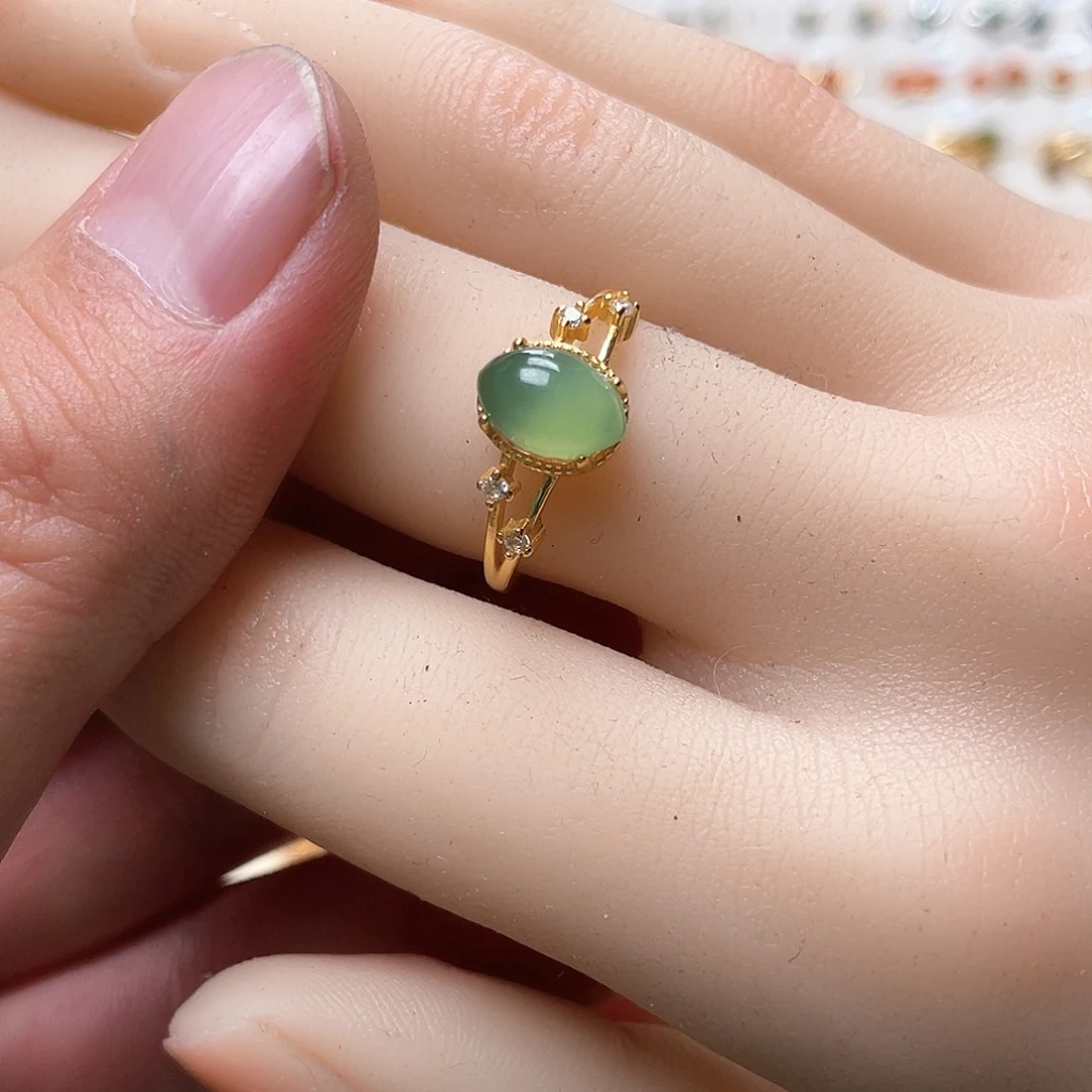 和田玉戒指银S925镶嵌