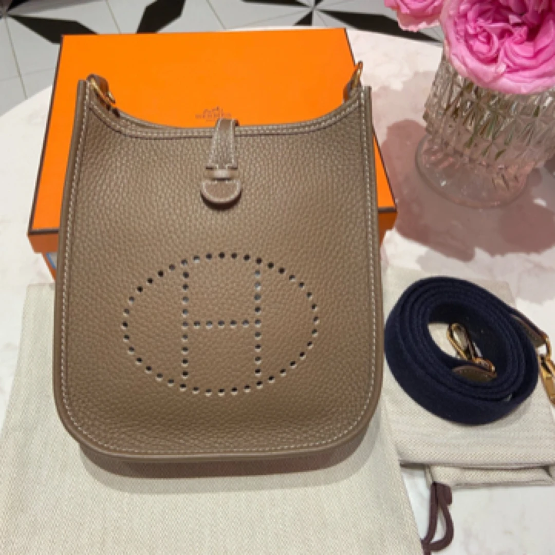 99新 Hermes/爱马仕 大象灰伊芙琳mini/U刻