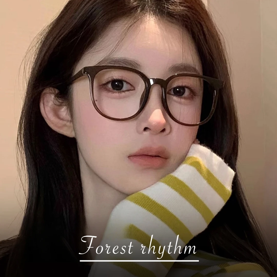 美式网红复古超轻冷茶色眼镜近视女素颜显瘦可配度数防蓝光平光镜