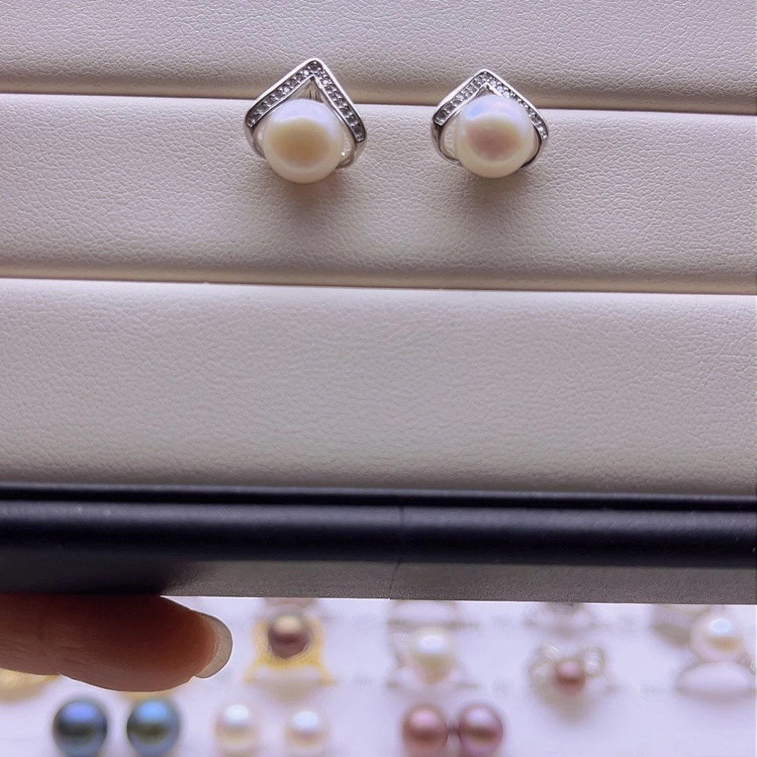 淡水珍珠耳饰银S925镶嵌