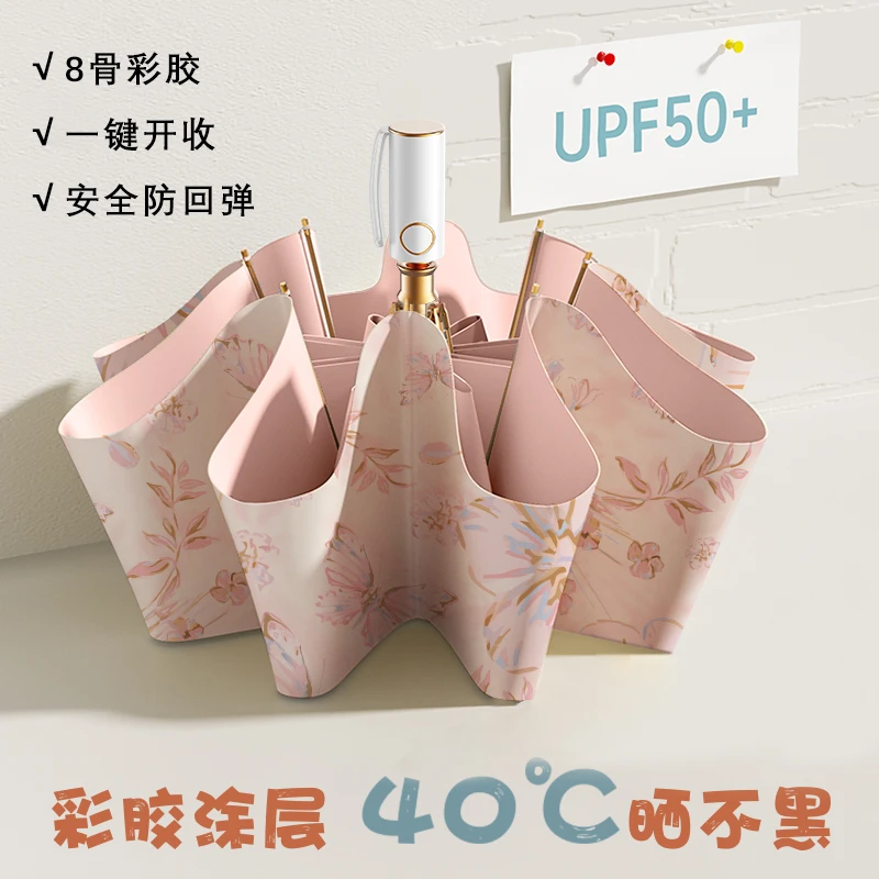 【彩胶全自动伞】自动节节收防反弹晴雨两用太阳伞遮阳防晒防紫外线