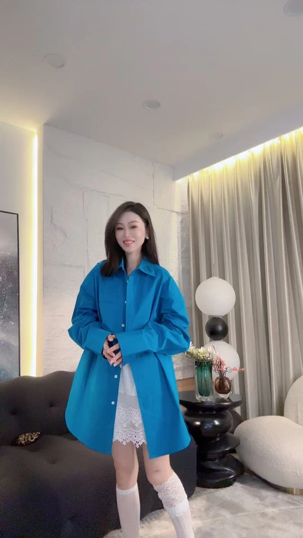 诺小晨春季新款气质休闲时尚显瘦百搭纯色中长款衬衫E25