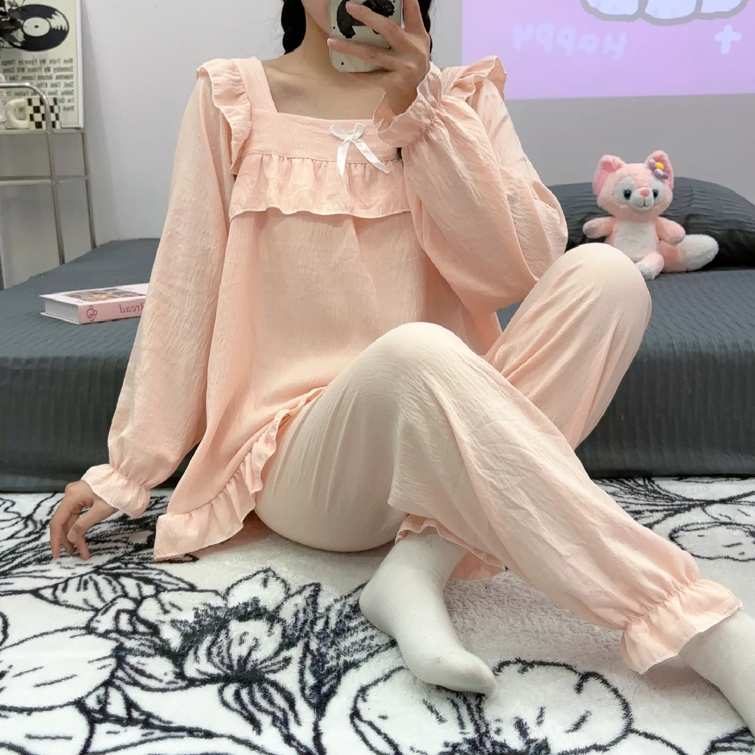 睡衣女春秋季卡通甜美公主云朵睡衣长袖长裤夏季女士家居服套装