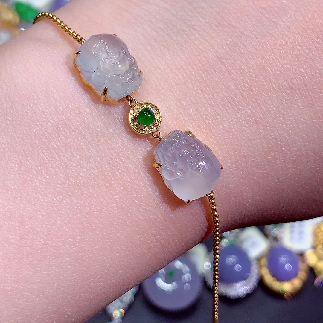 吊坠(不含链)18K金镶嵌翡翠