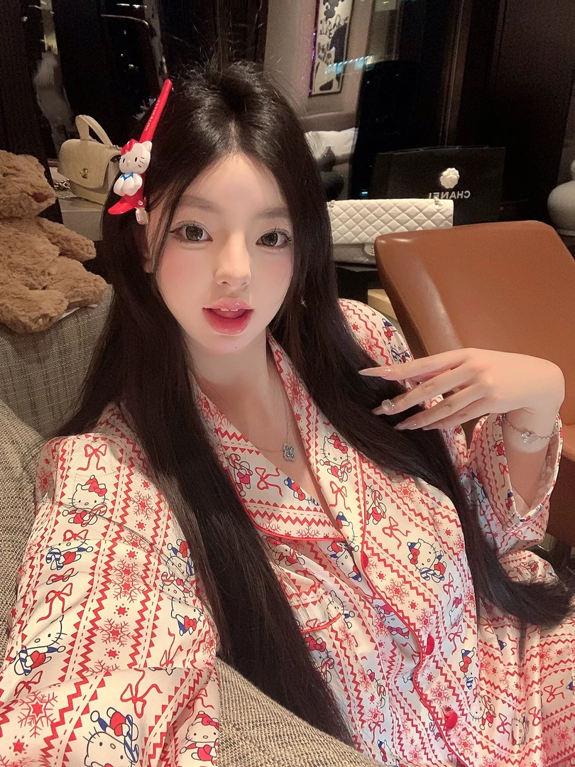 【费尔岛Kitty】条纹睡衣春秋女款2025新款长袖家居服套装ins