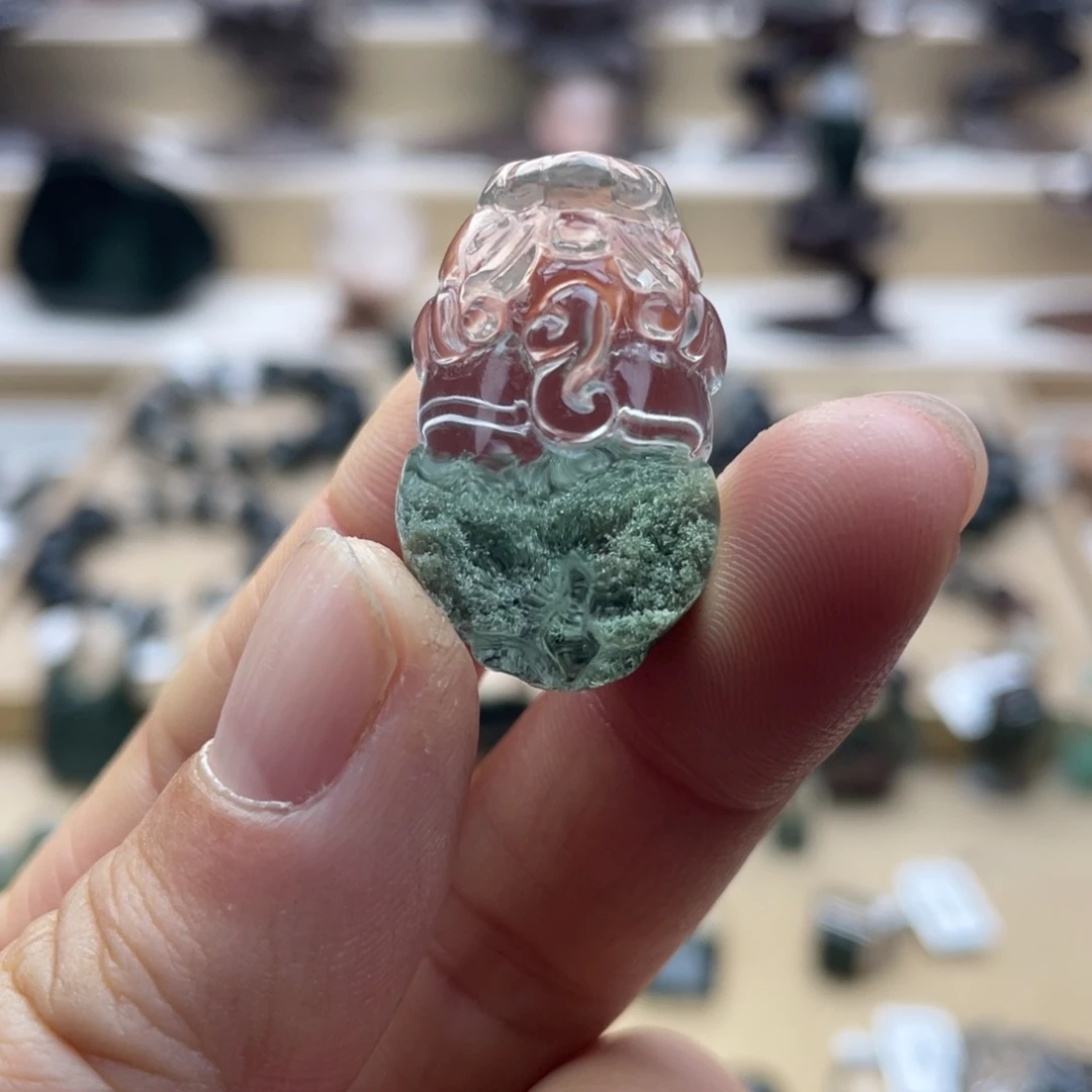 水晶颈饰未镶嵌绿幽灵聚宝盆貔貅