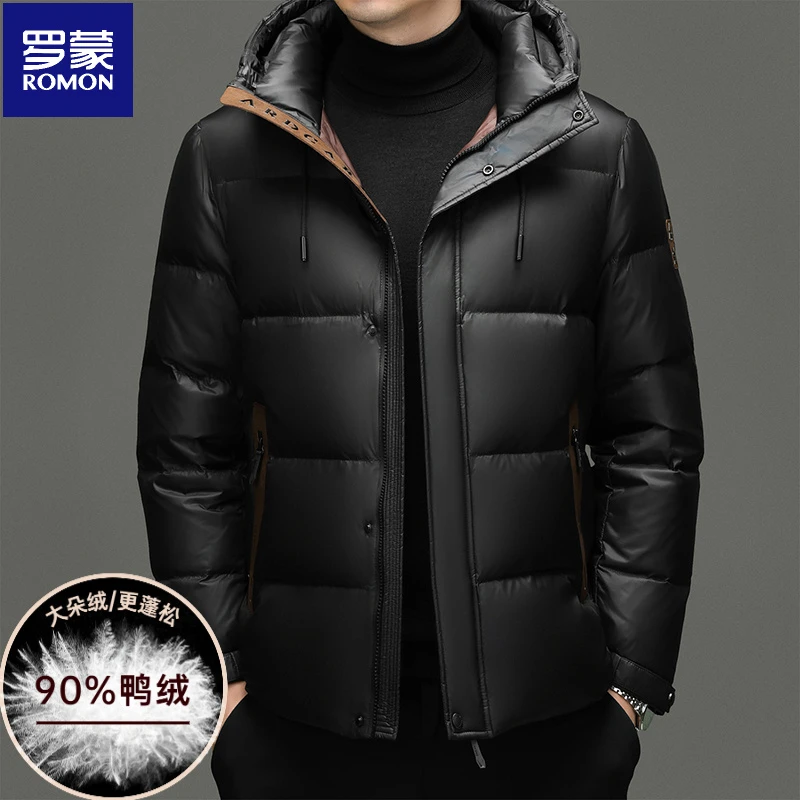 罗蒙男士冬季90%鸭绒防寒羽绒服加厚保暖新国标休闲连帽短款外套